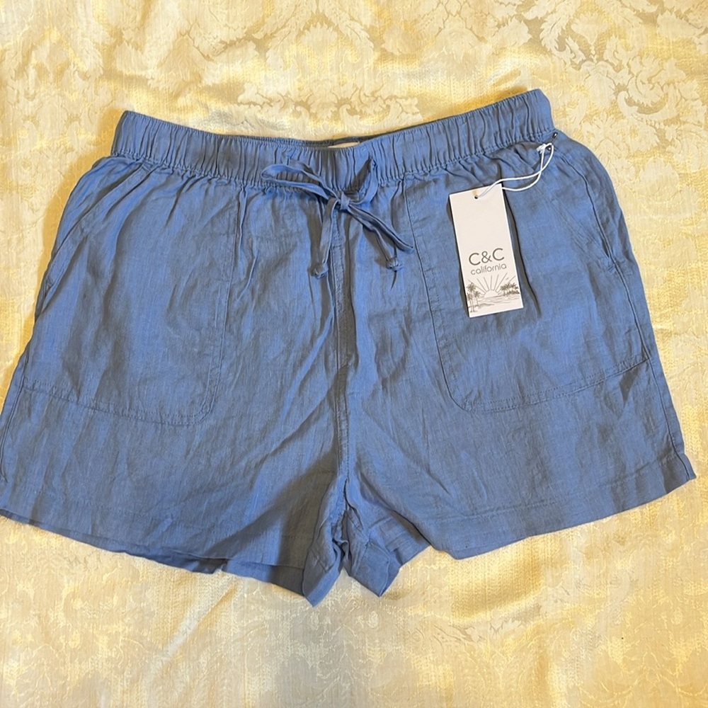 Brand New C&C California High Waist Blue Shorts with Elastic Waistband.